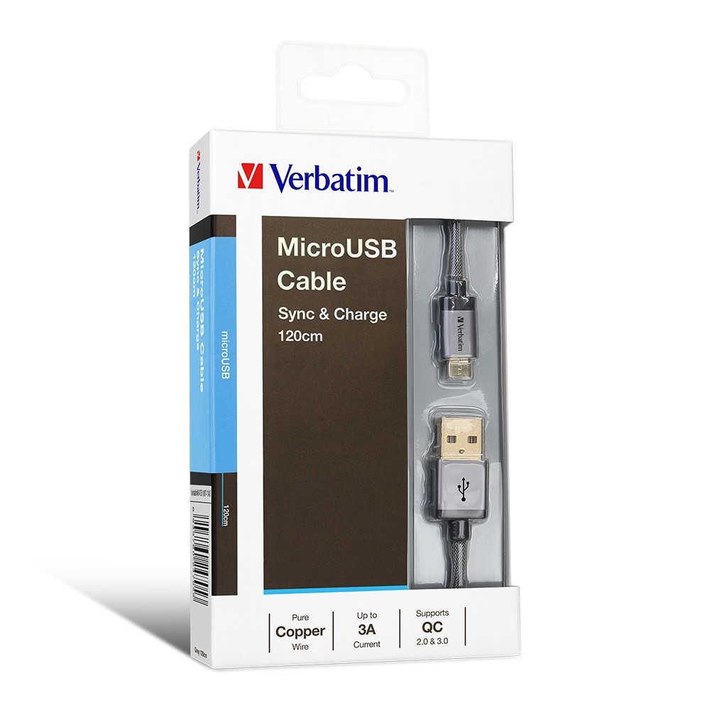 Verbatim Metallic Micro USB Cable 1.2m (Grey) #64705