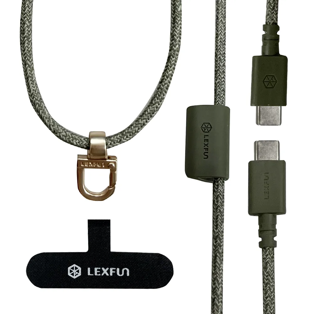 LEXFUN PowerSling 1.5米 USB-C to USB-C 可調式充電線手機掛繩 (綠色) #PsCCgR