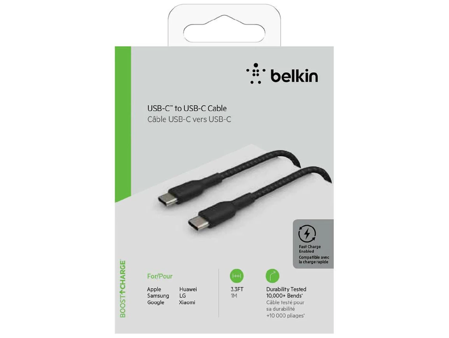 Belkin Boost Charge Braided USB-C to USB-C 編織充電線 1米 (黑色) #CAb004bt1MbK