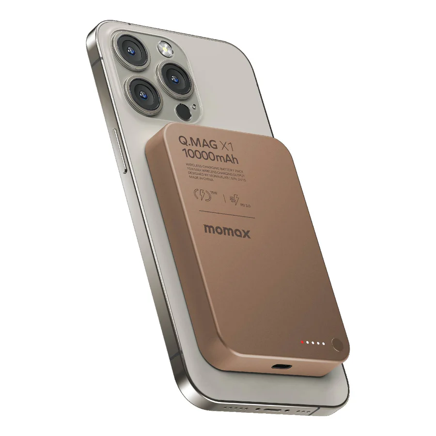 MOMAX Q.Mag X1 10000mAh 超薄無線磁吸行動電源 (砂岩) #iP117AL2 (CCC Cert.)