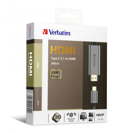 Verbatim Type-C 3.1 to HDMI 4K cable 2m 6.6ft #65709