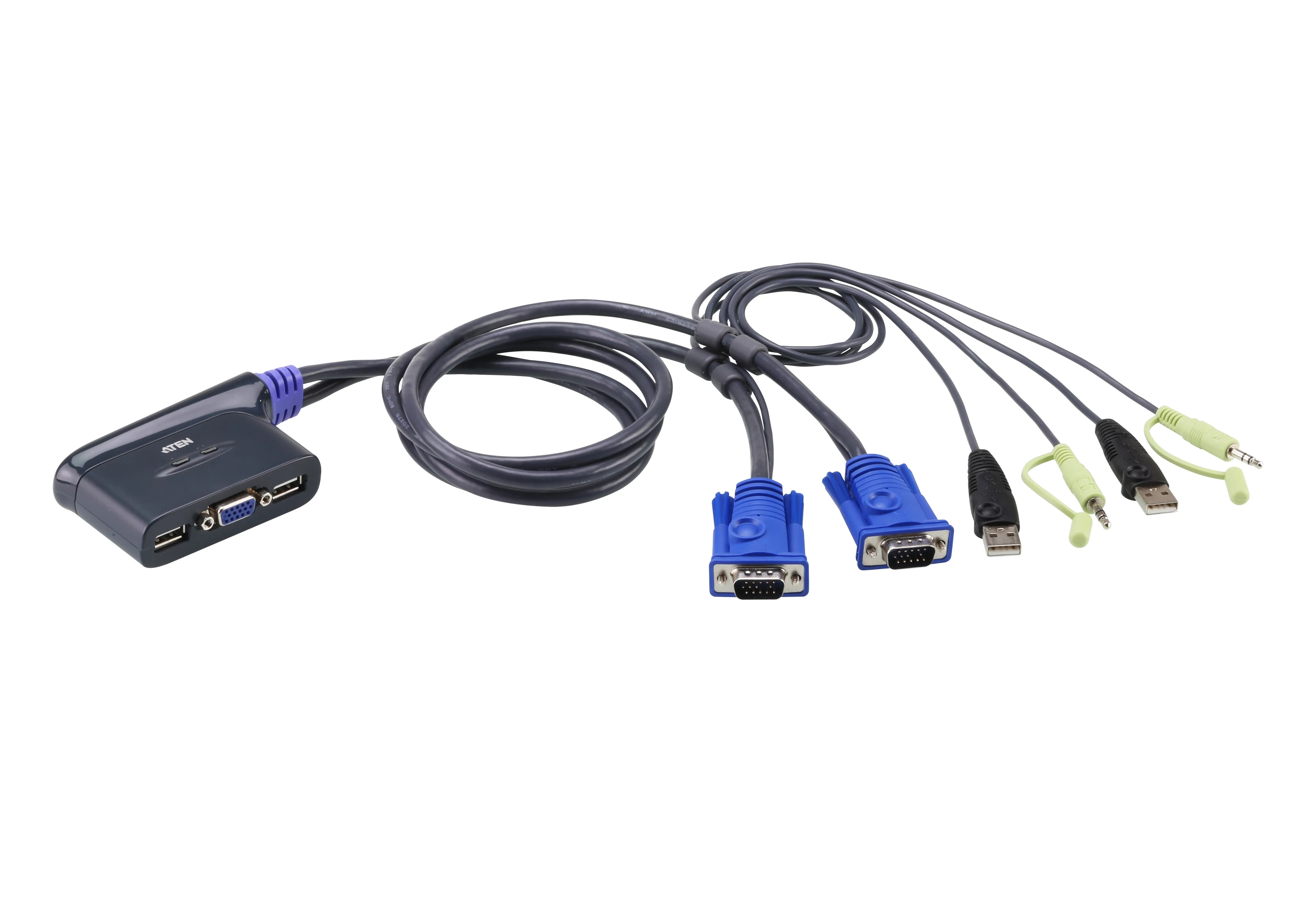 Aten CS62u 2埠USB VGA/音訊帶線式 KVM多電腦切換器 1.8米