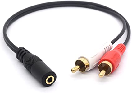 Choice 1ft/0.3Metre 3.5mm Female to 2RCA Male Audio Cable