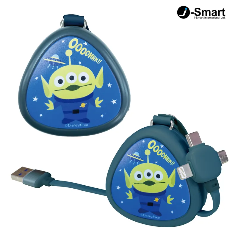 iSMART Disney Alien Usb-A to Micro-Usb+Type-C+Lightning Cable w/Retractable #4810971