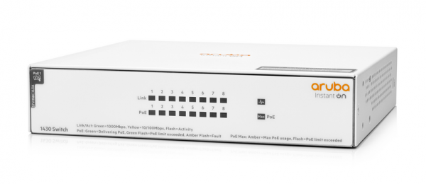 HPE Aruba Instant On 1430 8port Gigabit Unmanaged Network Switch w/4port PoE #R8R46A