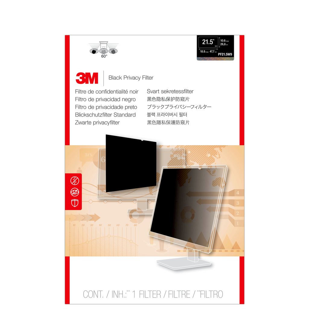 3M PF21.5w9 21.5" (16:9) LCD Monitor Privacy Screen Filter (476.7mm x 268.3mm)