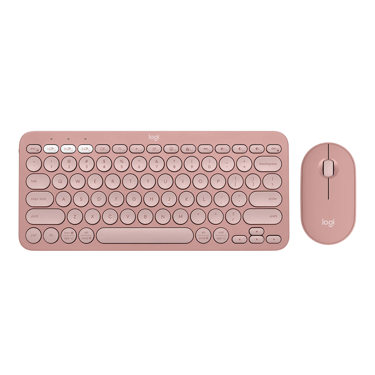 Logitech Pebble 2 Combo (Slient) Desktop Wireless Mini-Keyboard & Optical Mouse - BlueTooth+Usb (Pink) #920-012189