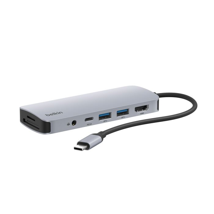 Belkin 7in1 MultiPort Usb-C Hub w/HDMI, 2xUsb-A, SD+microSD-slot, PD100W, Audio #AVC009fqSGY-V2