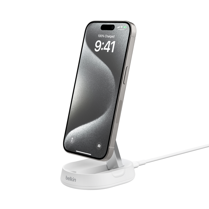 Belkin BoostCharge Pro Convertible Magnetic Wireless Charger Stand (Qi2 , White) #WIA008btWH
