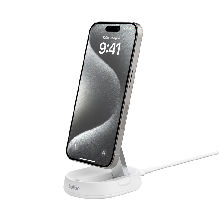 Belkin BoostCharge Pro Qi2 15W 折疊式磁性無線充電座 (白色) #WIA008btWH