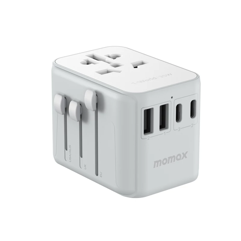 Momax 1-World USB PD35W 5 ports + AC Travel Adapter (White) #UA9