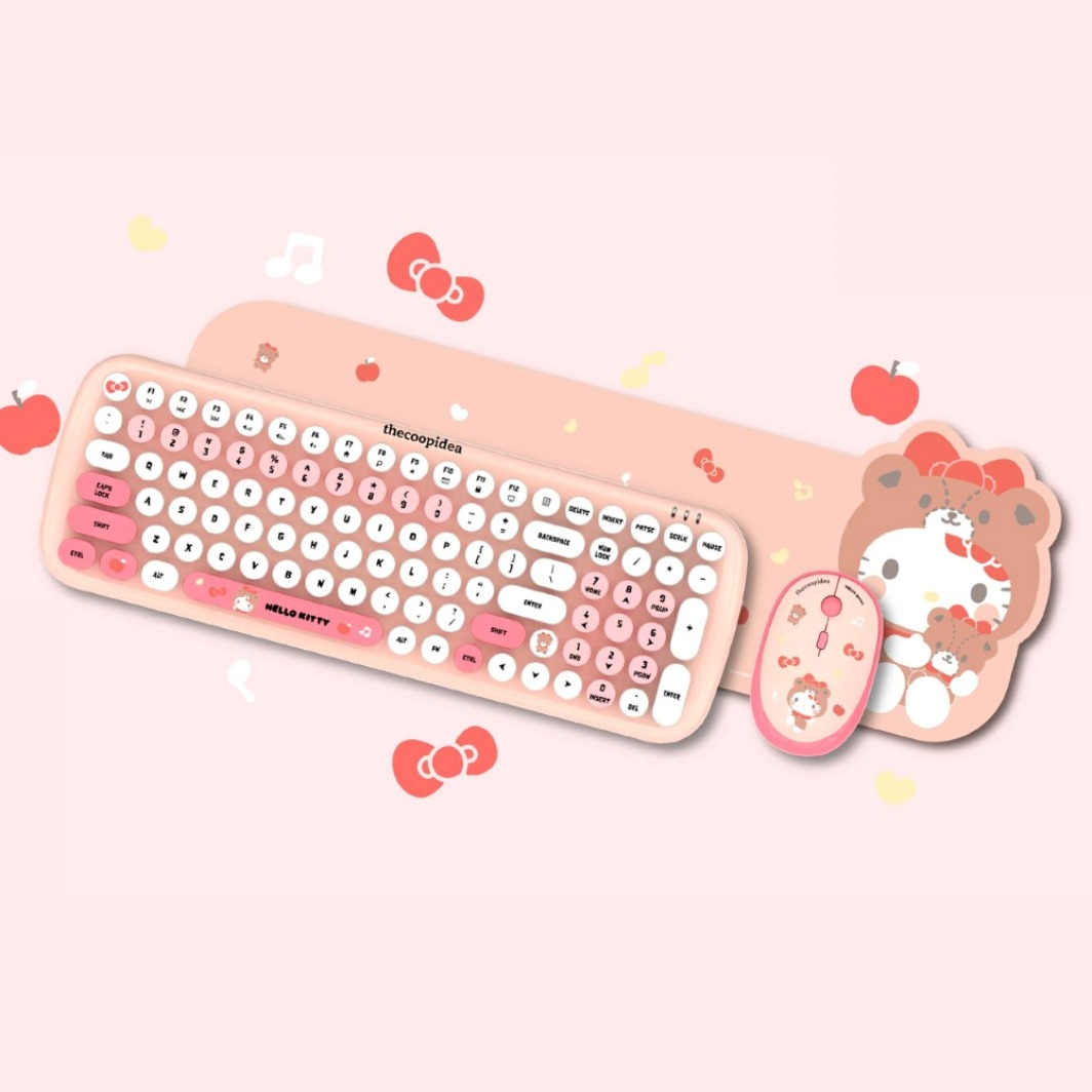 thecoopidea Sanrio Hello Kitty x Tappy+ English Cordless Keyboard & Mouse - Usb #CP-KB02-KITY