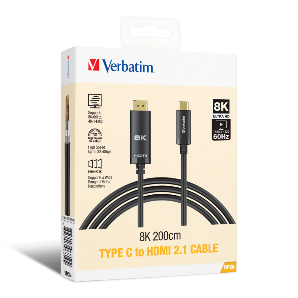 Verbatim 8K Type-C 轉 HDMI 2.1 連接線 200cm (Grey) #66819