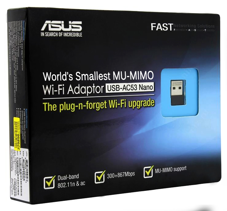 Asus AC53-Nano AC1200 雙頻無線網路卡 90ig03P0-bg0R10 (NE-AUsA53N)