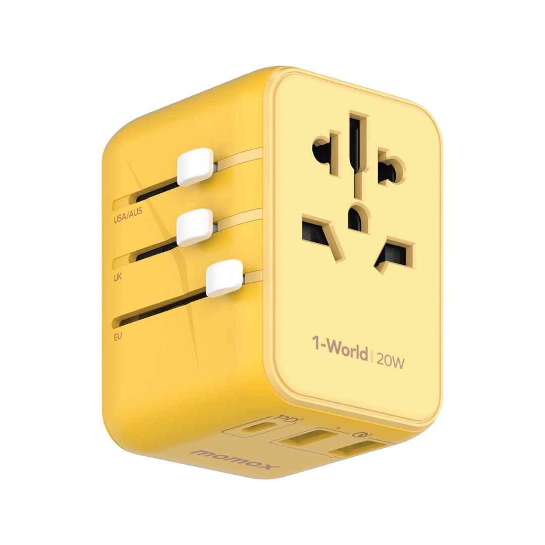 MOMAX 1-World 20W 3位旅行充電插座 (黃色) #UA11UKY