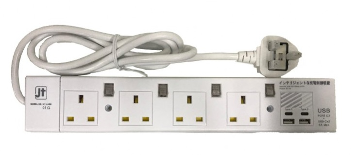 MEC YY-4USB/6 6呎 4位獨立開關拖板 (白色) #422-484