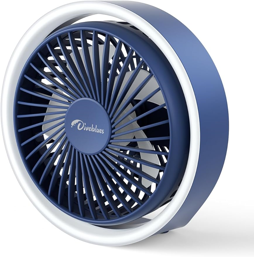 Diveblues Desktop桌面 (夜燈坐枱式) Cooling Fan Usb w/Rechargeable Battery (Blue) #DCDBLN601-05