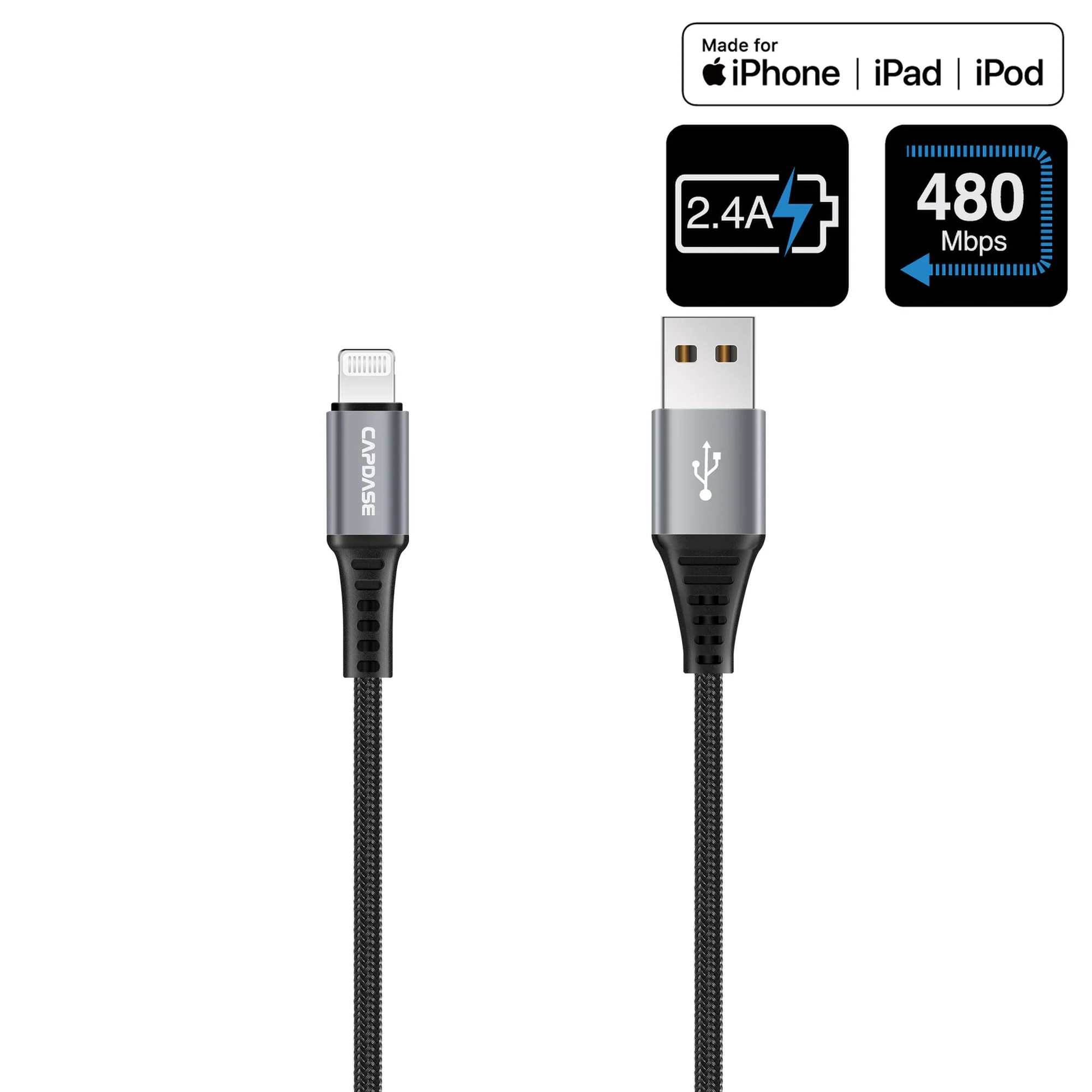 Capdase Metallic_LA89 1.5米 Lightning Cable - MFi Certified (Black) #HCCb-M5g1