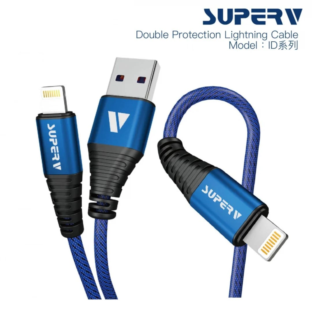 SuperV 8inch/0.2metre Usb-A to Lightning Usb2.0 Cable (Blue)