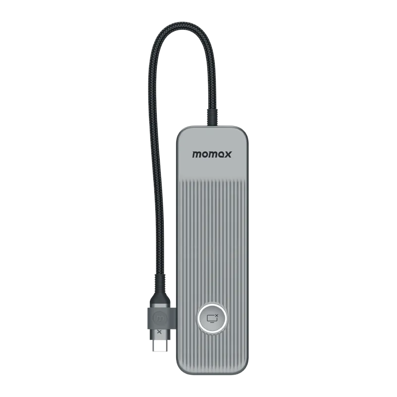 MOMAX OneLink 8in1 Usb-TypeC to HDMI(4K) Adapter w/Lan, 2xUsb-A, 1xType-C, micro/SD-slot, PD (Silver) #DH18E