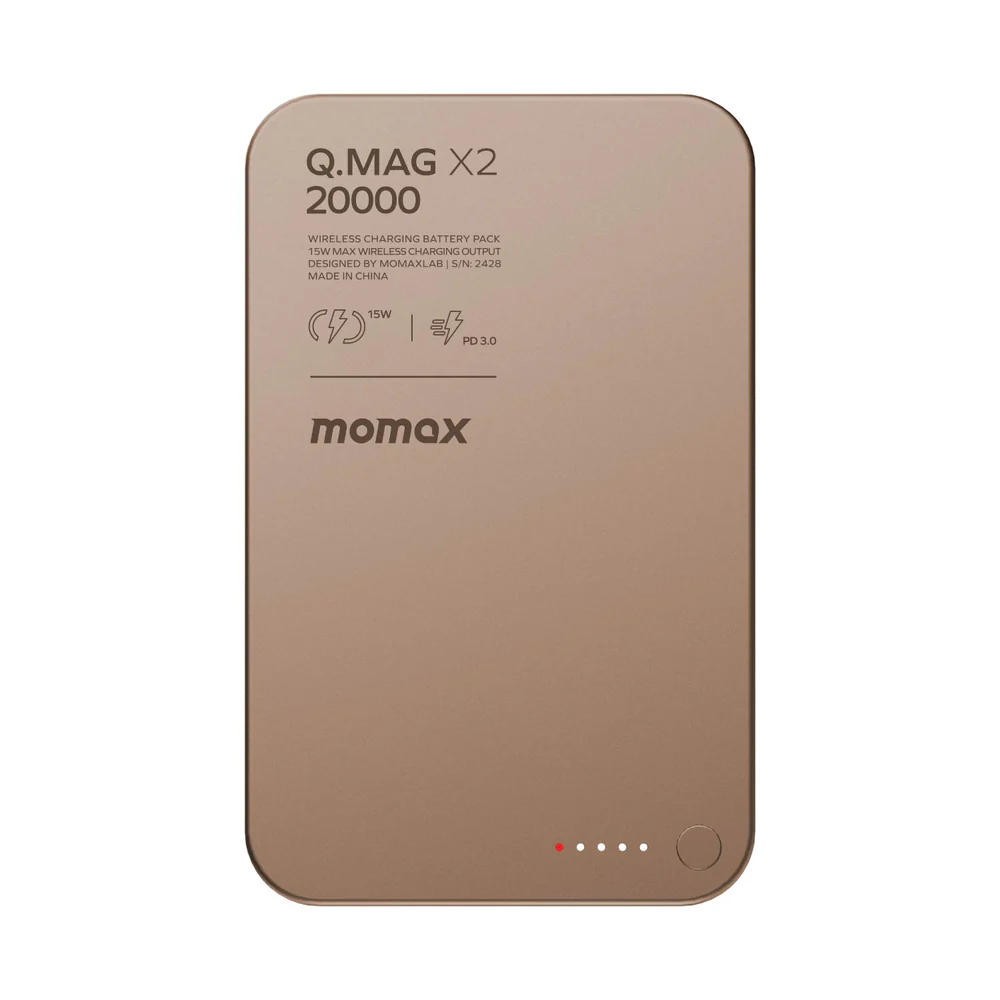 MOMAX Q.MAG X2 20000mAh 超薄磁吸行動電源 - 第二代 (砂岩色) #iP133L2 (CCC Cert.)
