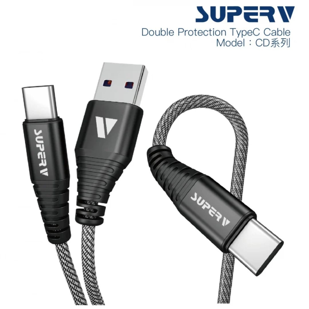 SuperV 3ft/1metre Usb-A to Type-C Usb2.0 Cable (Black)