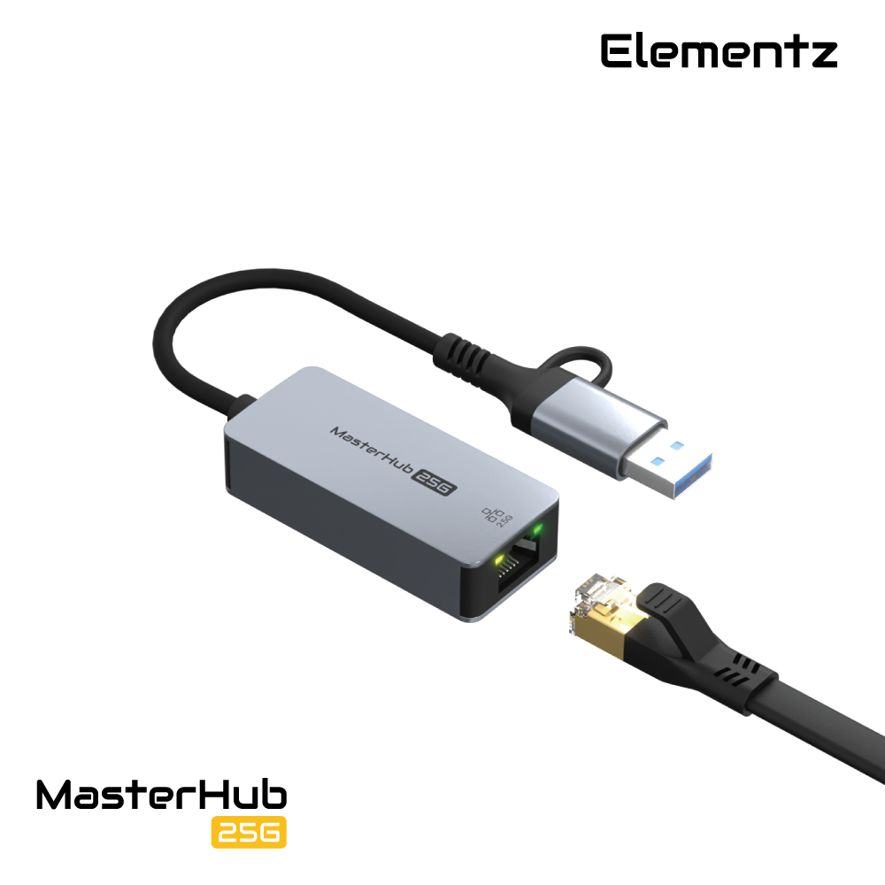 Elementz MasterHub 25G Usb-C+Usb-A 2.5G Lan Adapter #25G