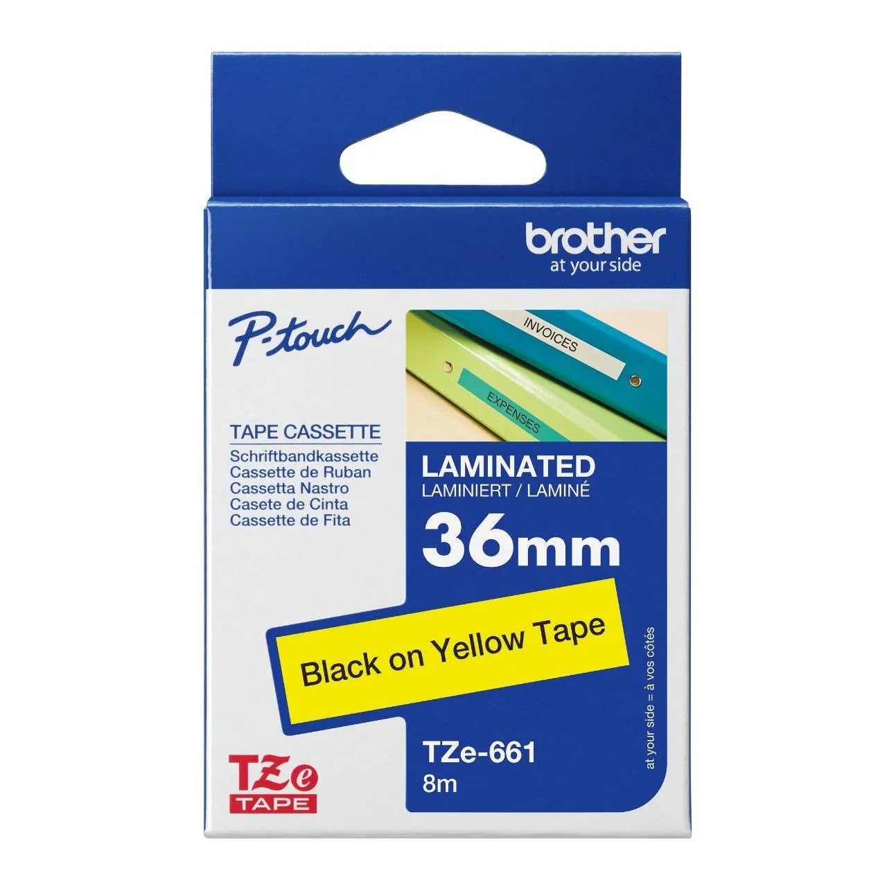 Brother TZe Tape Label 標籤帶 36mm 黃底 黑字 #TZe-661