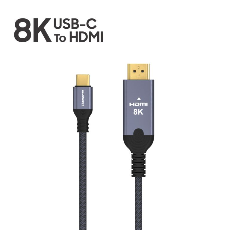 Elementz 8K/60hz 6.6ft/2metre Usb-C to HDMI 2.1 HDMI Cable (Grey) #HC8K200