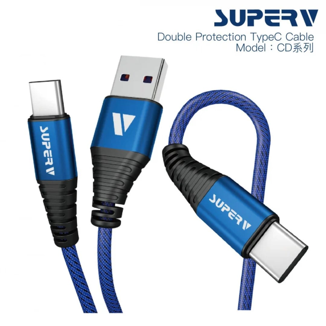 SuperV 6.6ft/2metre Usb-A to Type-C Usb2.0 Cable (Blue)