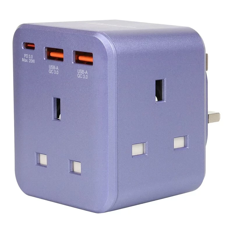 Verbatim 3 Socket PD & QC 3.0 Cube Wall Outlet Extender (Purple) #66850