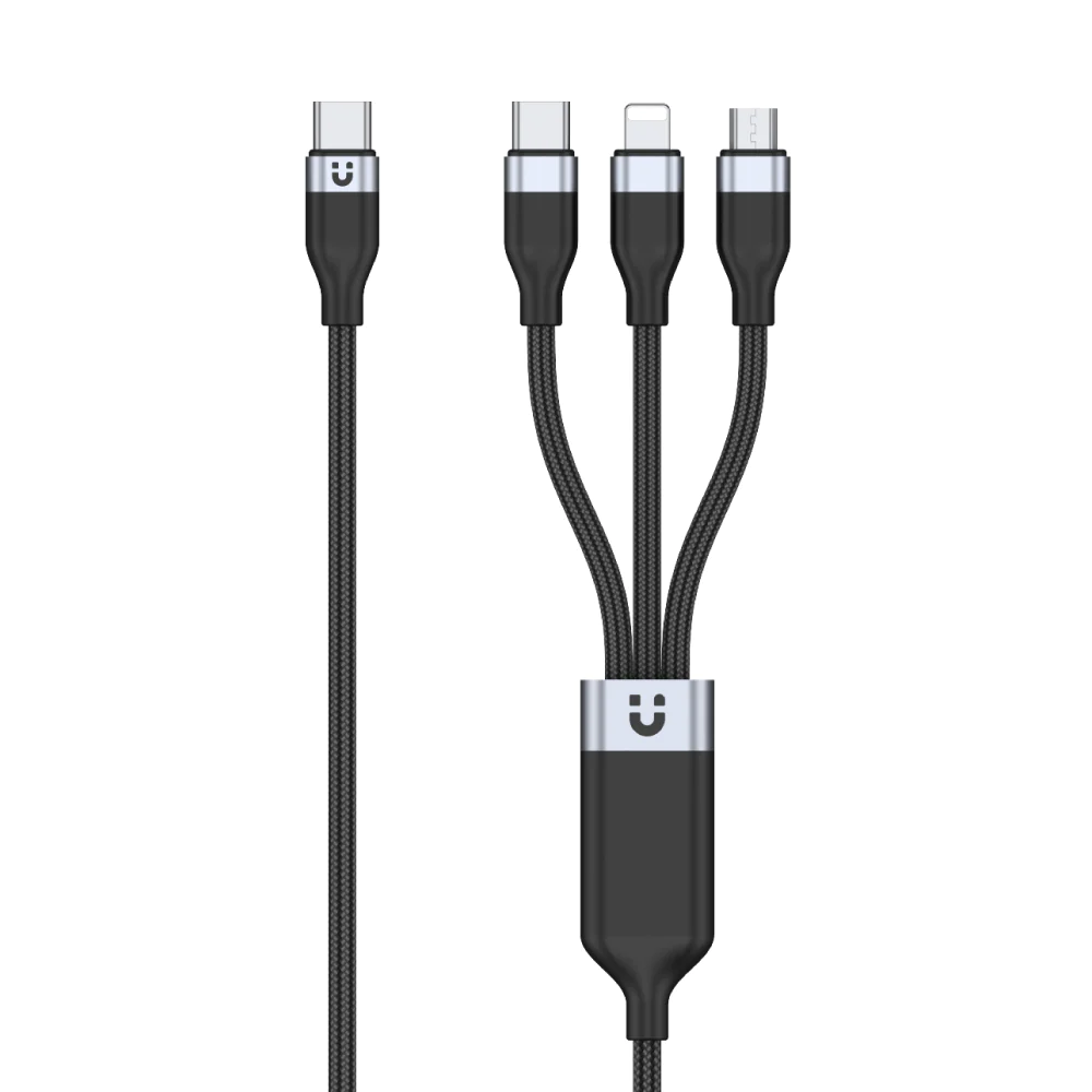 Unitek 1.5 米 3 合 1 USB-C 轉 USB-C / Micro USB / Lightning 通用充電線 (最高支援 20W 快充) #C14101bK-1.5M