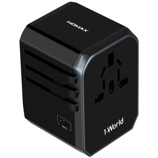 MOMAX 1-World USB AC Travel Charger Type-C + 4 USB-A (Black) #UA5UKD