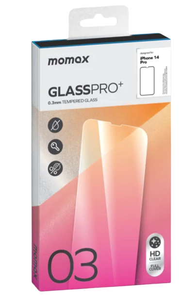 MOMAX iPhone 14 Pro GlassPro+ 0.33mm 全屏精孔玻璃膜 #PzAP22Mb1T