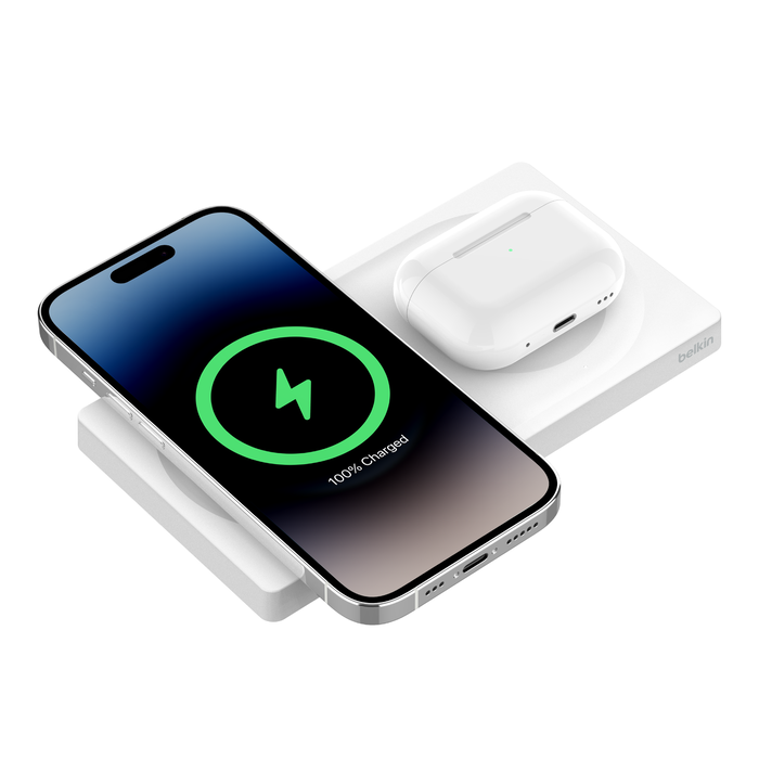 Belkin BoostCharge-Pro MagSafe 2in1(iPhone & AirPods) Magnetic Wireless Charger (White) #WIZ019btWH