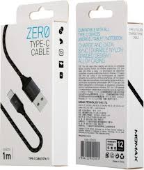 MOMAX ZeroLink 3ft/1metre Usb-A to Type-C Usb2.0 Cable (Black)