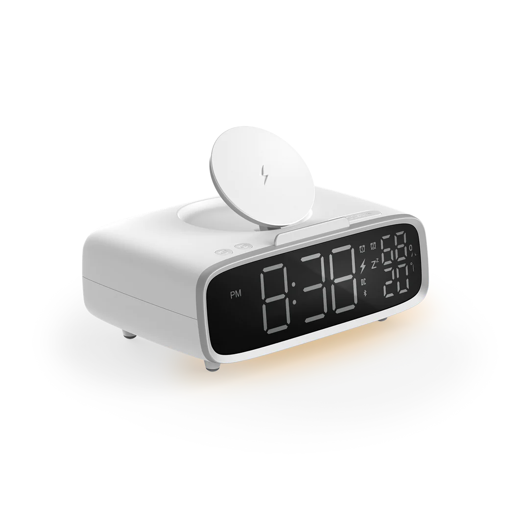 MOMAX Q.Clock5 Digital Clock with Wireless Charging (White) #QC5