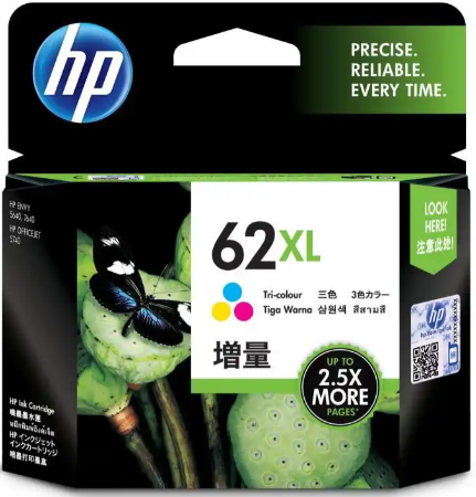 HP 62XL High Yield Tri-color Original Ink Cartridge (High Capacity) #C2P07aa
