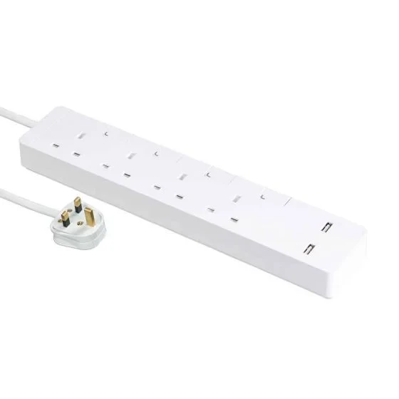 Schneider AvatarOn Extend 13A 4Head Power Strip with individual switch and 2port USB (3M) #TsH34U_3_wE_C5