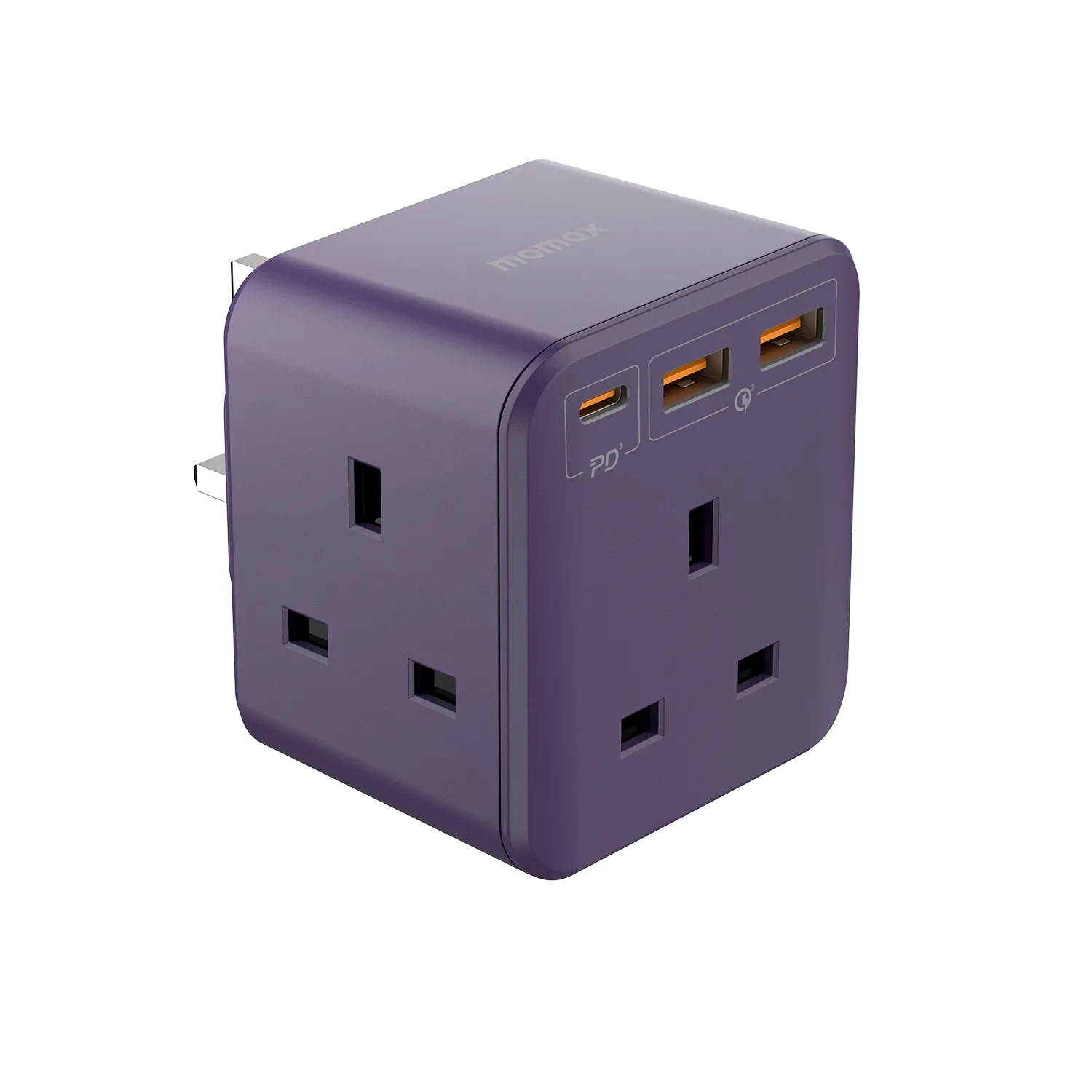 MOMAX OnePlug PD20W 2A1C 3Head Cube Extension Socket With USB (Purple) #US8
