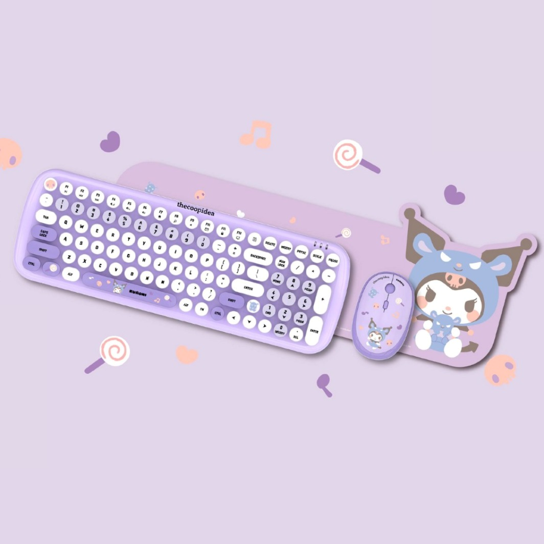 thecoopidea Sanrio Kuromi x Tappy+ English Cordless Keyboard & Mouse - Usb #CP-KB02-KURO