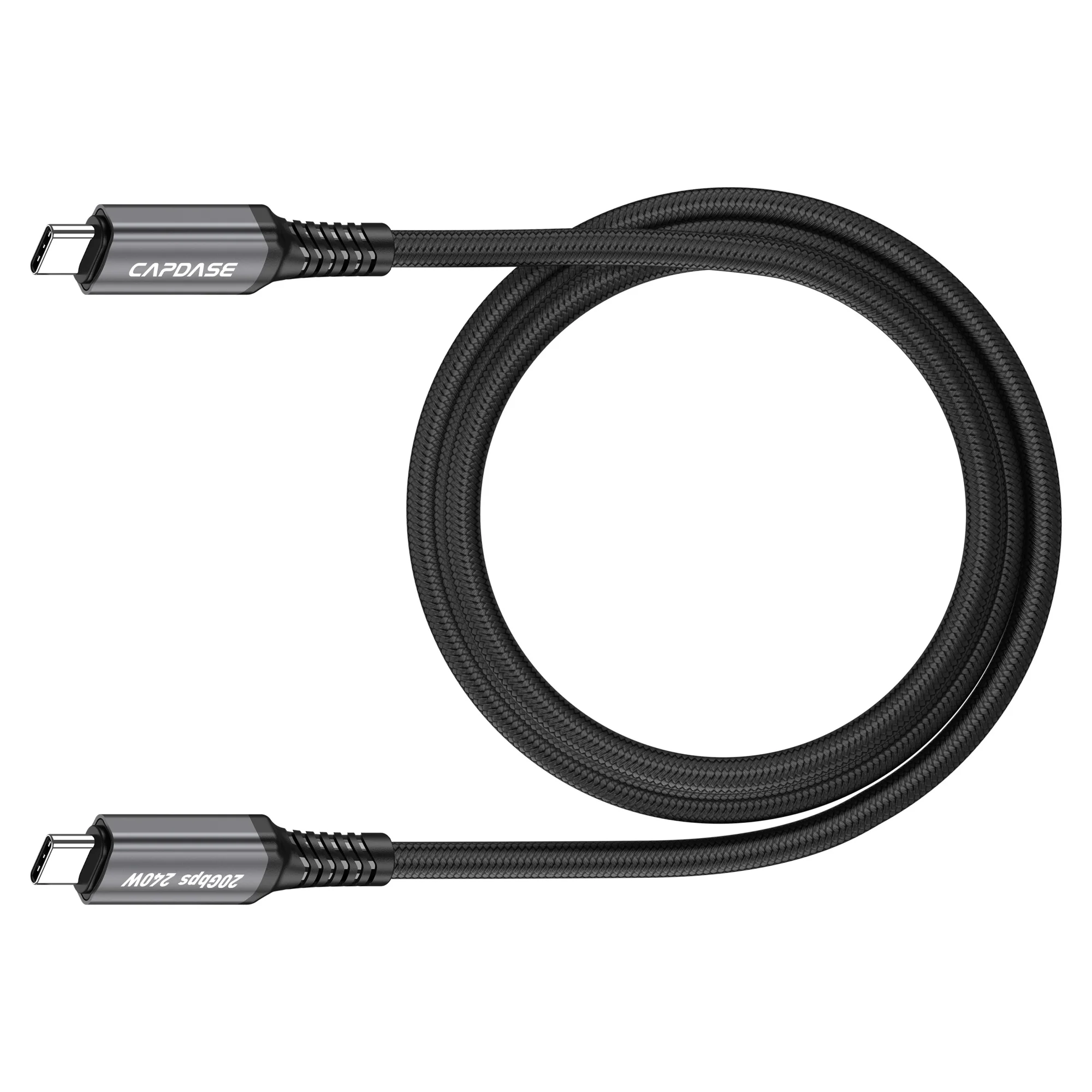 Capdase Metallic-EM_CC240-20g(4K) 5ft/1.5metre Type-C to Type-C Usb3.2 Cable PD (240W) (Black) #HC00-44g1