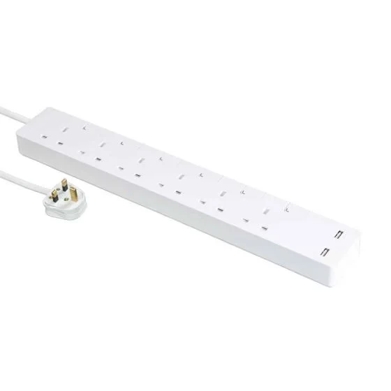 Schneider AvatarOn Extend 13A 6位拖板連獨立開關及LED指示燈 及 兩位USB充電插座 (連3米線) #TsH36U_3_wE_C5