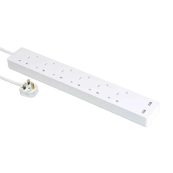 Schneider AvatarOn Extend 13A 6Head Power Strip with individual switch and 2port USB (3M) #TsH36U_3_wE_C5