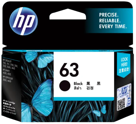 HP 63 Black Original Ink Cartridge #F6U62AA