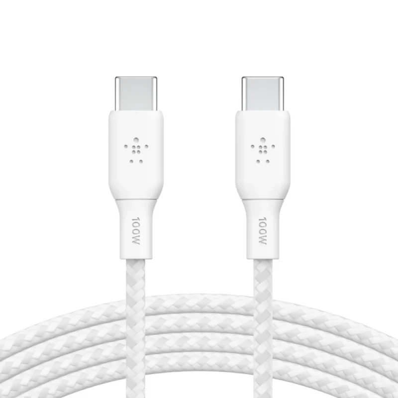 Belkin Boost Charge USB-C to USB-C 100W PD 編織充電線 2米 (白色) #CAb014bt2MwH
