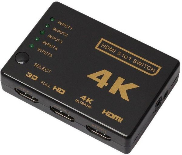 E-Mega 5in 1out HDMI Switch Box (w/Remote, 4K Support)