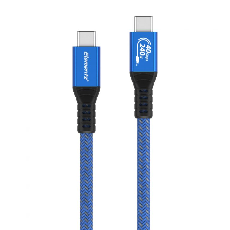 Elementz UTB-24U 1.2米 USB-C to USB-C Usb4 充電傳輸線 (藍色) #UTB-24U-120