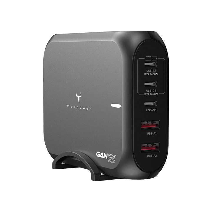 2TheMax TX1880s Desktop GaN Usb Charger (188W, 5port, PD, 2xUsb-A, 3xTypeC, Black) #D24454-Mb