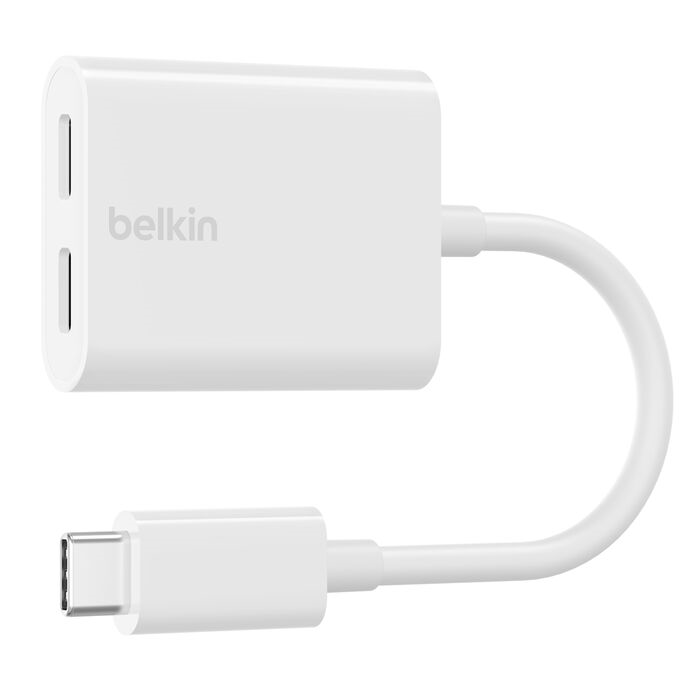 Belkin RockStar USB-C 音訊 + 充電轉接器 (白色) #F7U081btWH